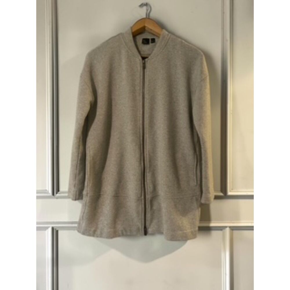Eileen Fisher The Fisher Project Full Zip Knit Bomber Jacket Fleece Gray XXS